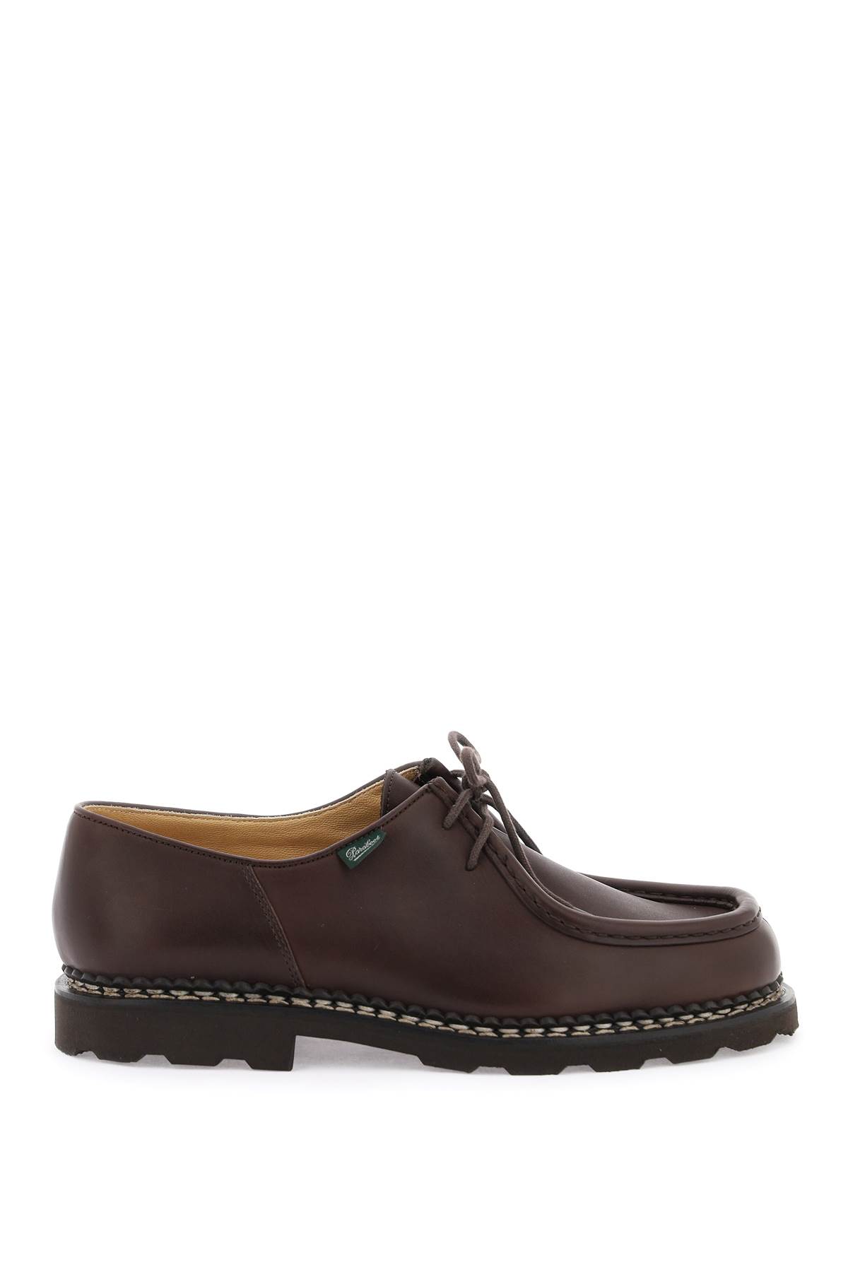 Shop Paraboot Leather Michael Derby Shoes In Marron Lis Cafe (brown)