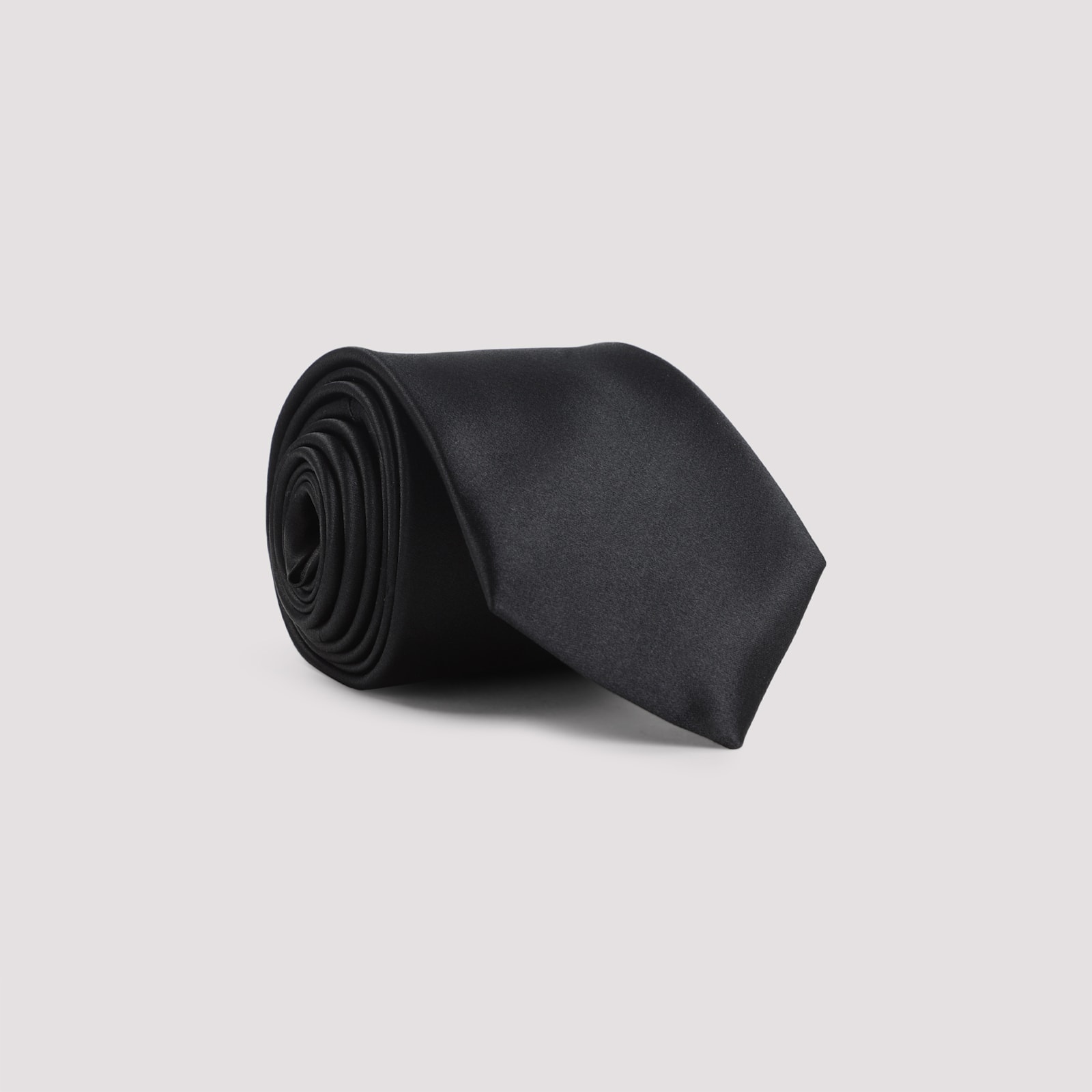 Saint Laurent Satin Tie Loop Back Silk Finish In Black