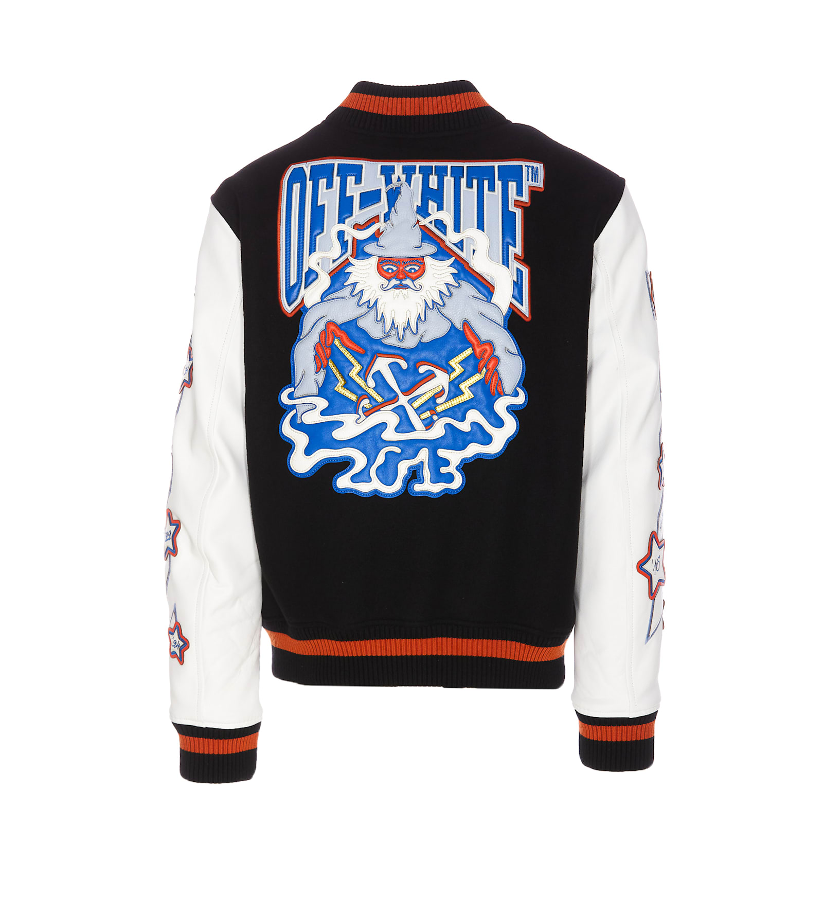 Shop Off-white Varsity Jacket With Wizard Motif In Black