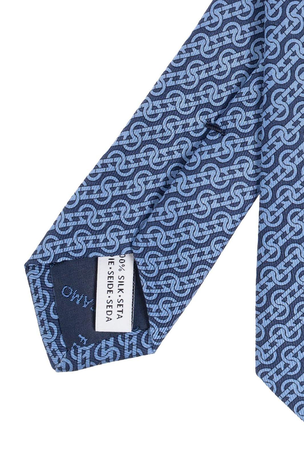 Shop Ferragamo Micro Pattern Printed Tie In Navy
