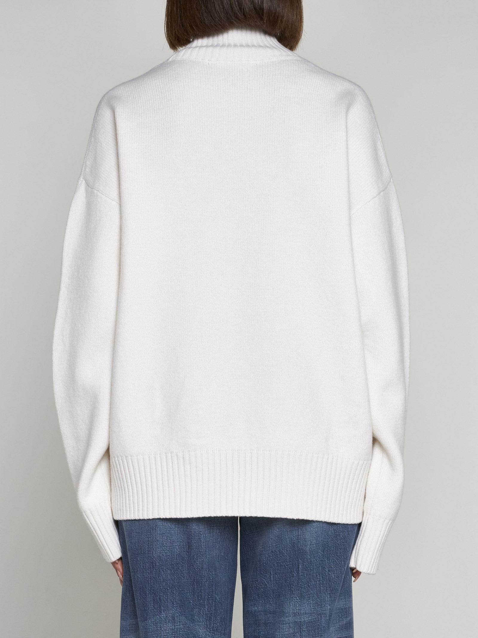 Shop Ami Alexandre Mattiussi Logo Wool Turtleneck In Off White/red