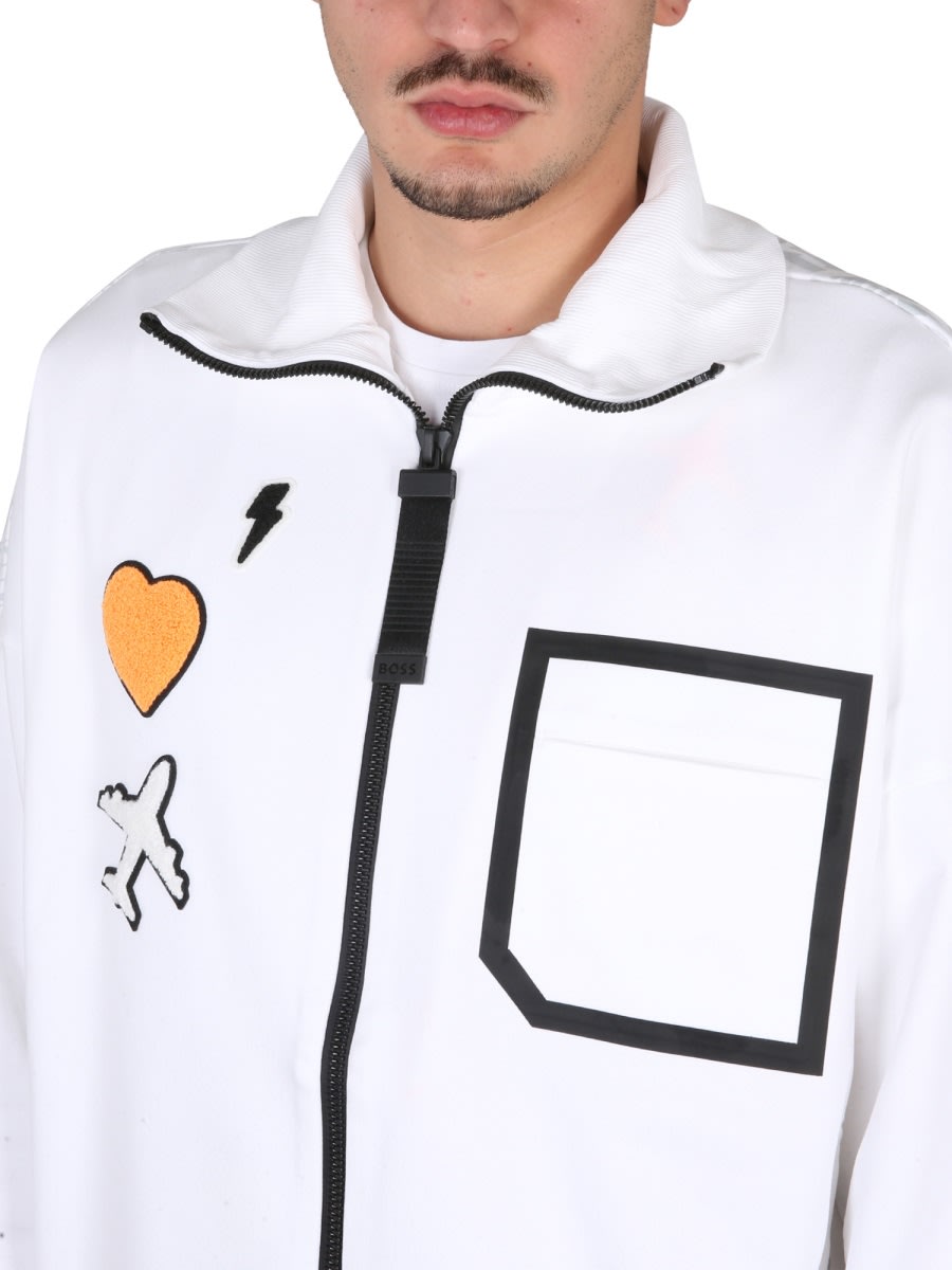 Shop Hugo Boss Sweatshirt With Logo In White