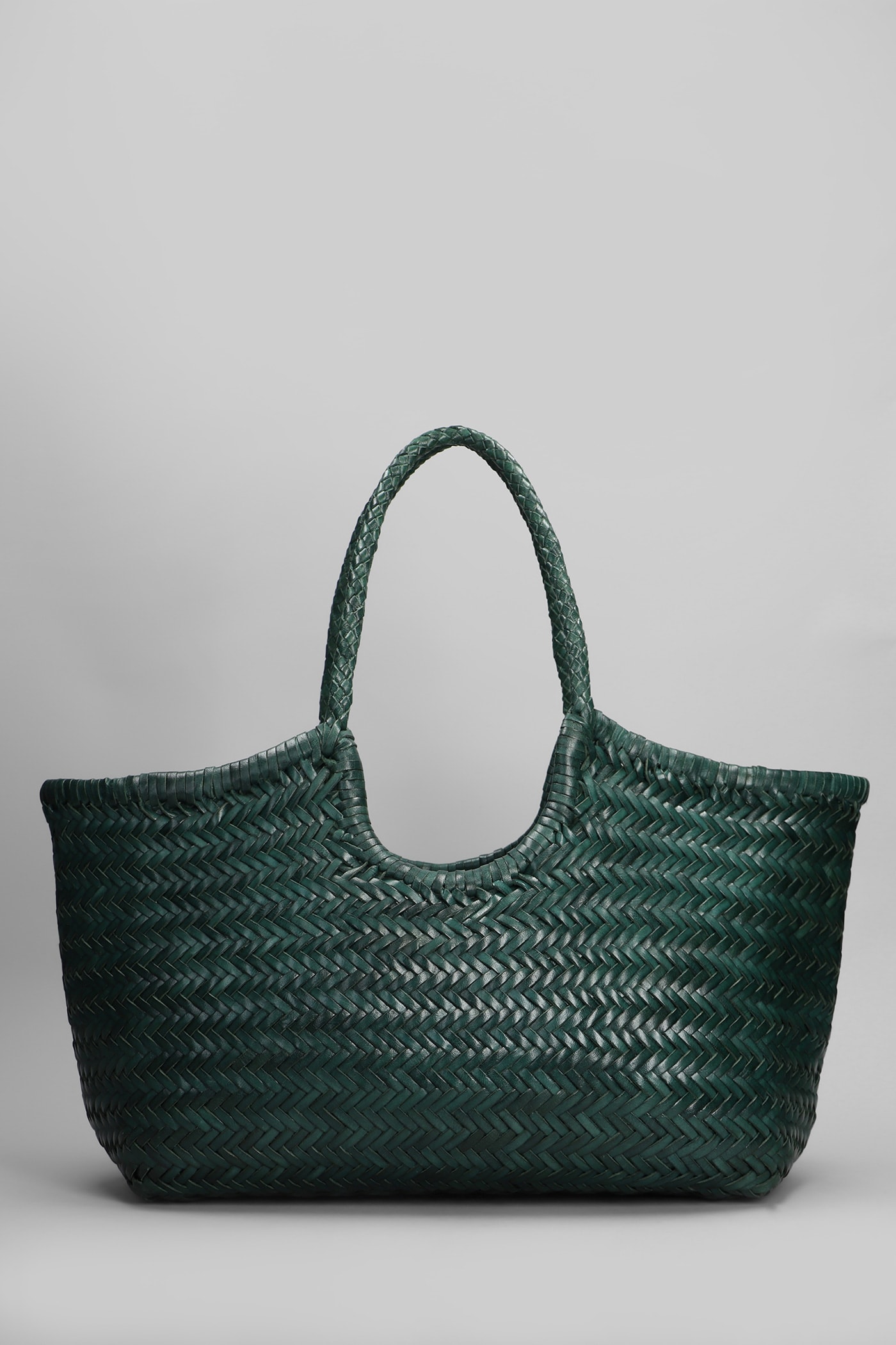 Nantucket Basket Big Tote In Green Leather