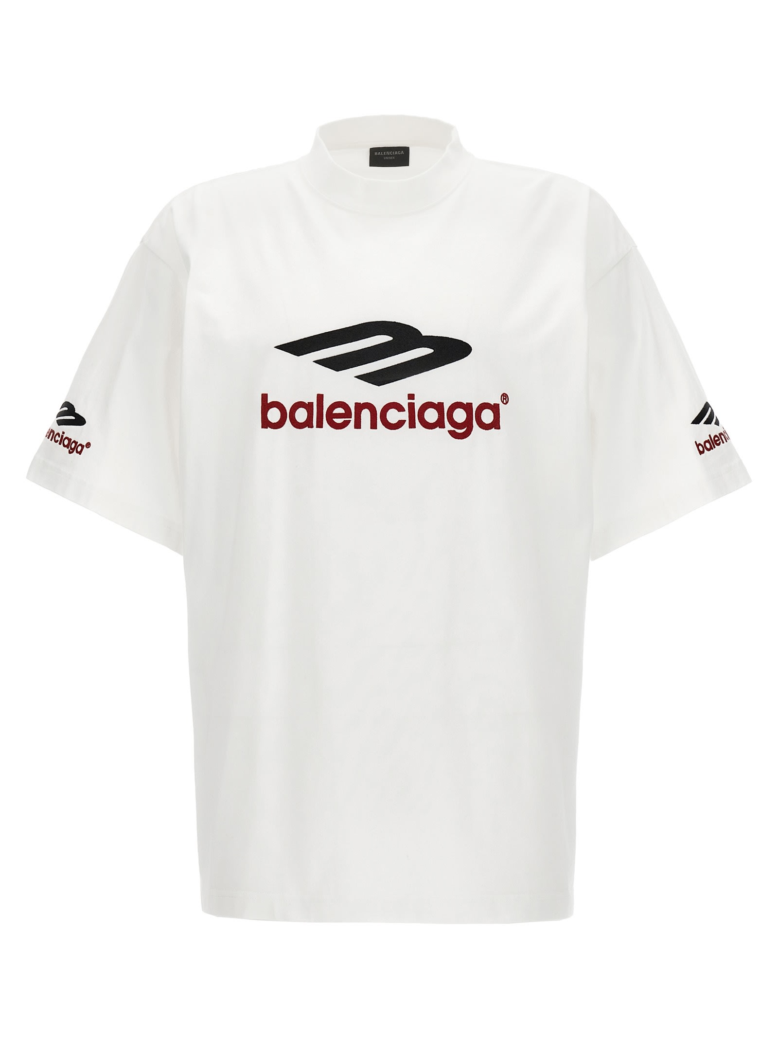 Balenciaga Cotton Logo T-shirt In White,black,red | ModeSens