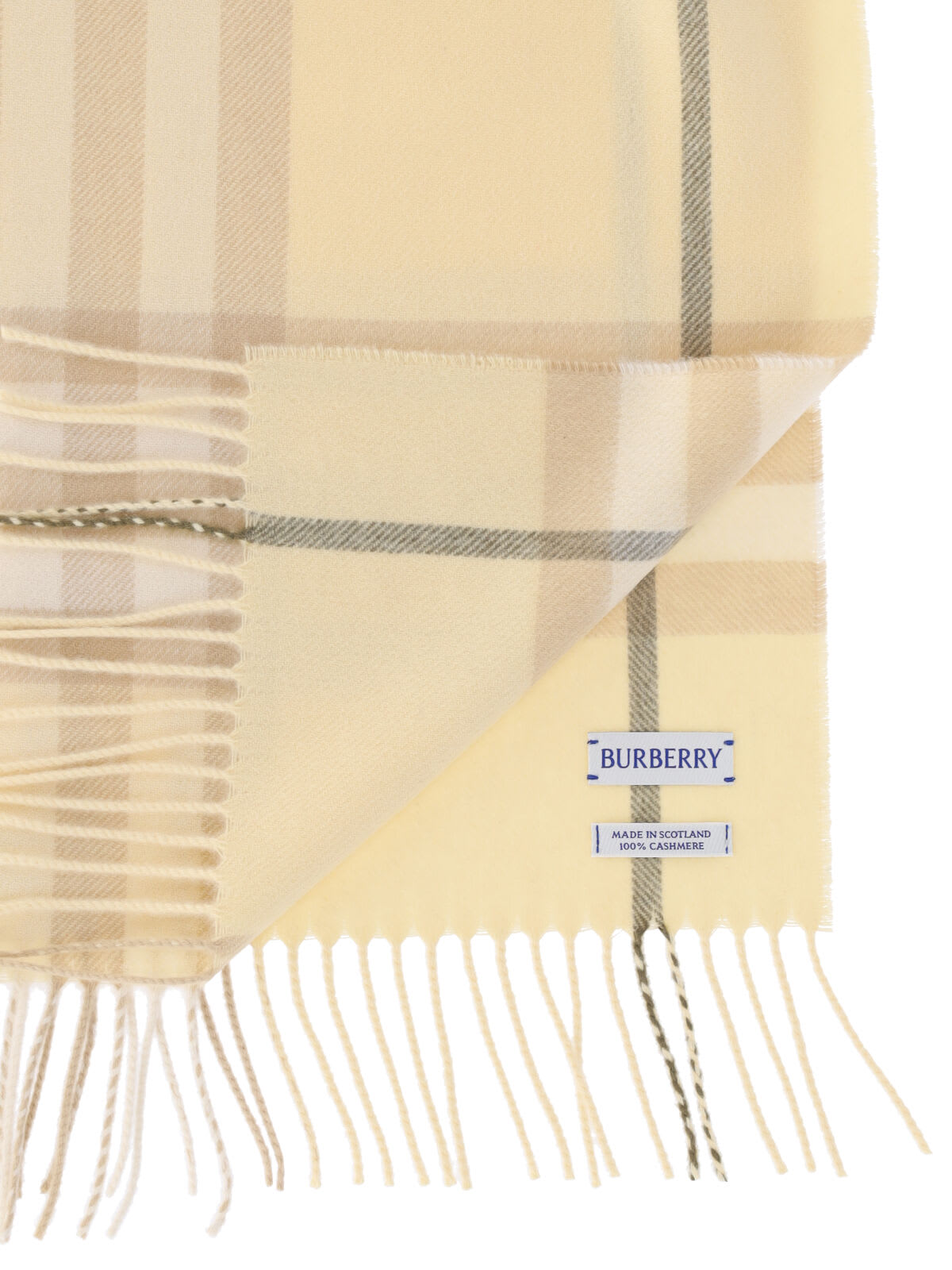 Burberry Rectangular Cashmere Scarf With Iconic Logo Intarsia In Yellow