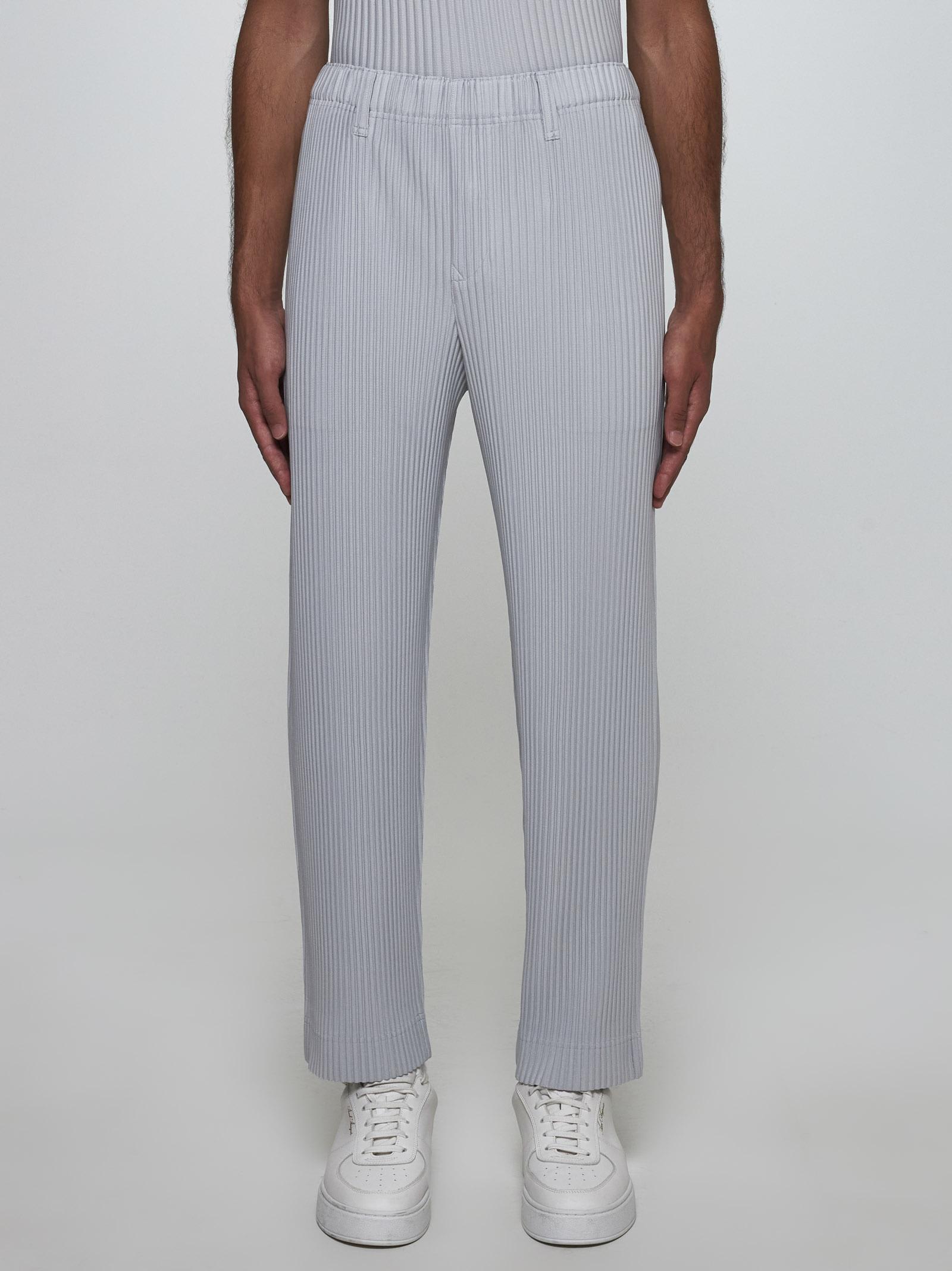 Shop Issey Miyake Pleated Fabric Trousers In Light Grey