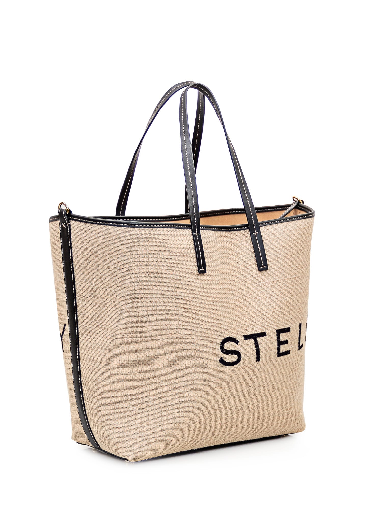 Shop Stella Mccartney Tote Bag With Logo In Natural