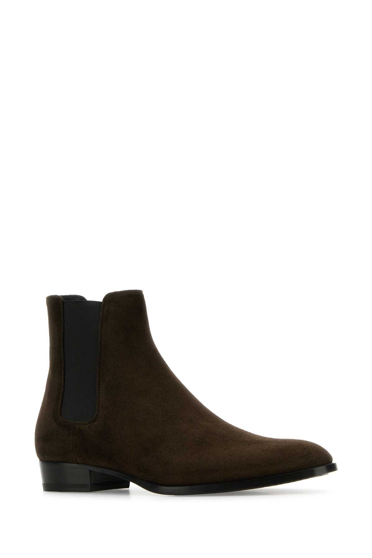 Saint Laurent Man Ankle Boots Dark Green Size 12 Soft Leather In Tmoro