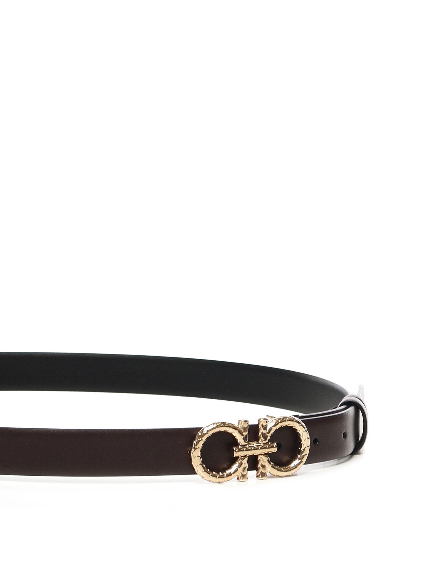 Ferragamo Gancini Adjustable And Reversible Belt In Brown