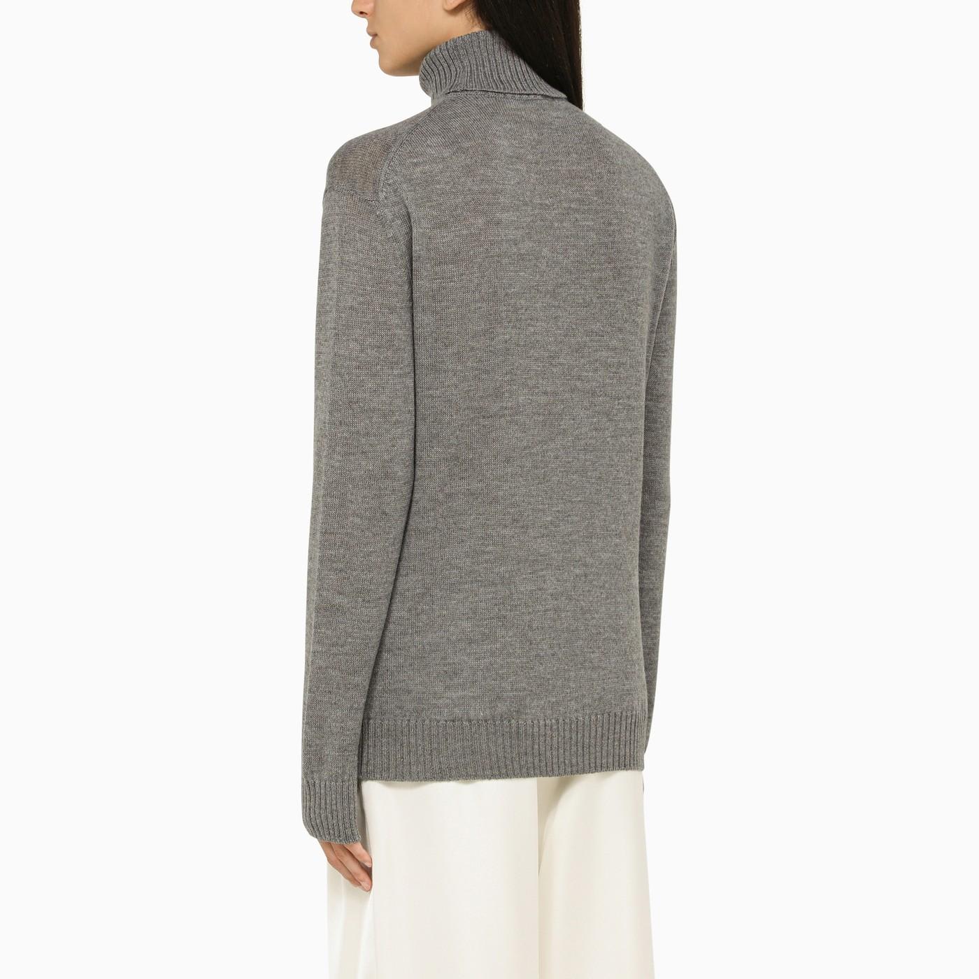 Shop Jil Sander Grey Regular Wool Turtleneck