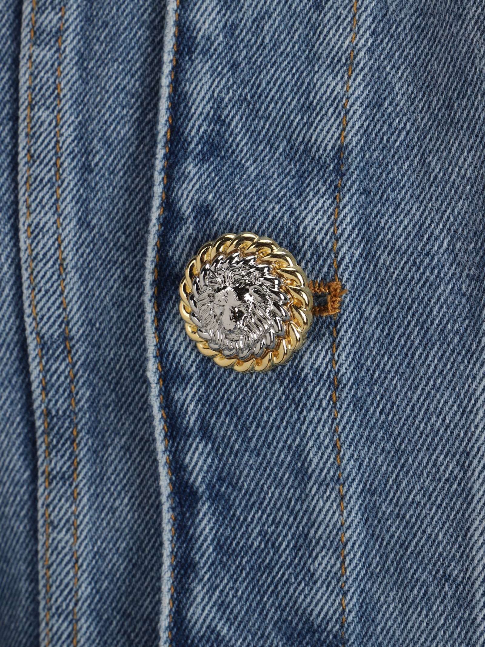 Shop Balmain Denim Jacket In Bleu Jean Clair