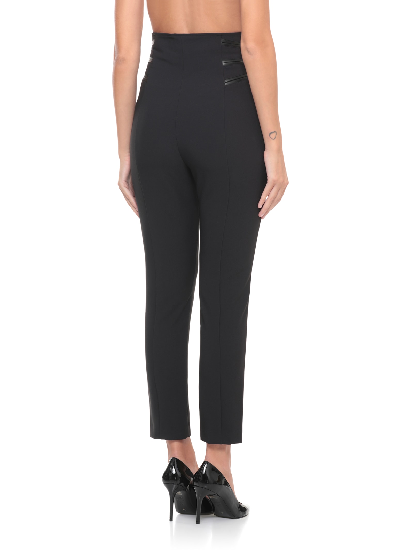 Elisabetta Franchi High Waist Cropped Pants With Zipper Detail In Black