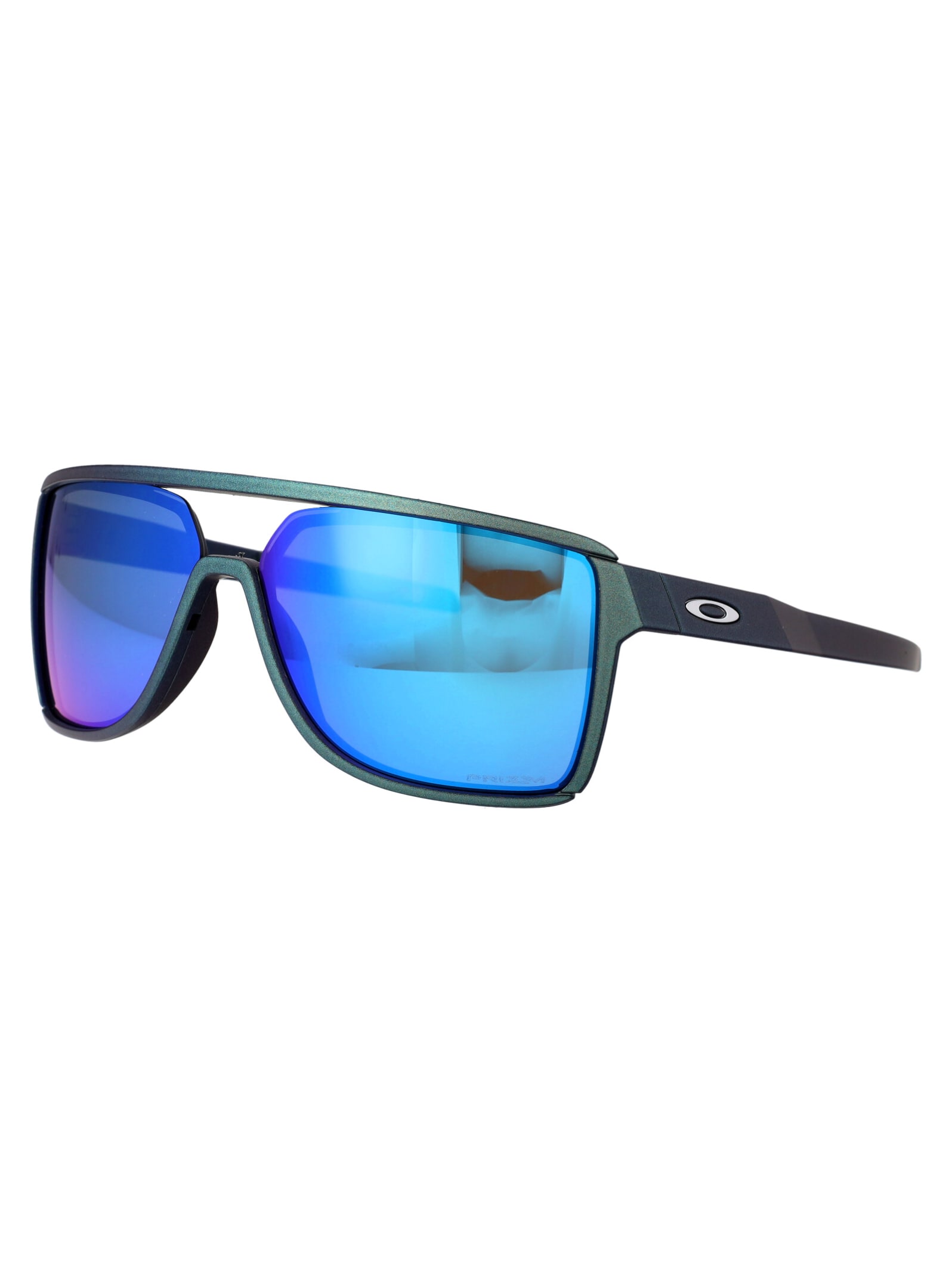 Shop Oakley Castel Sunglasses In 914713 Matte Silver/blue Colorshift