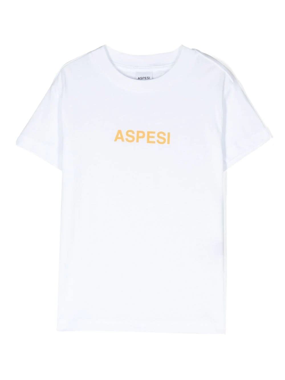 ASPESI WHITE T-SHIRT WITH ASPESI PRINT