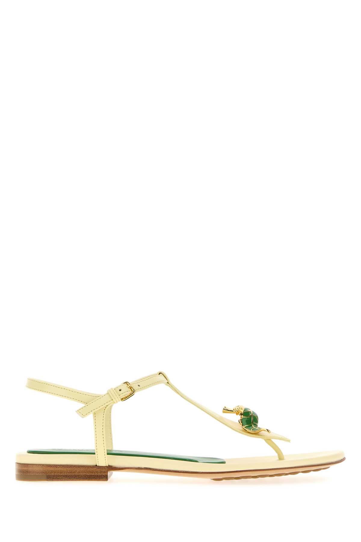 Bottega Veneta Pastel Yellow Leather Rana Flora Sandals In Multi