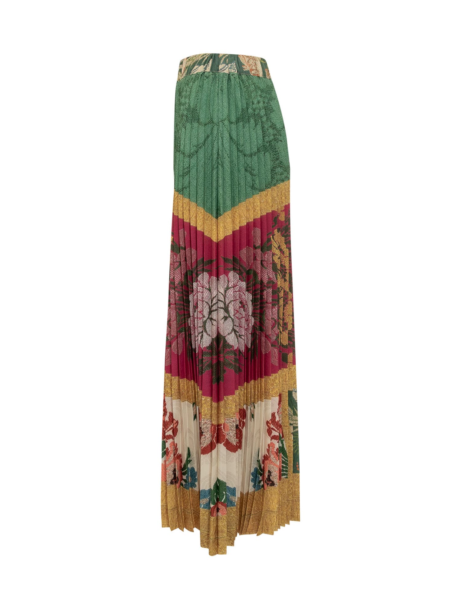 Shop Pierre-louis Mascia Skirt With Floral Print In Verde Bordeaux Multi