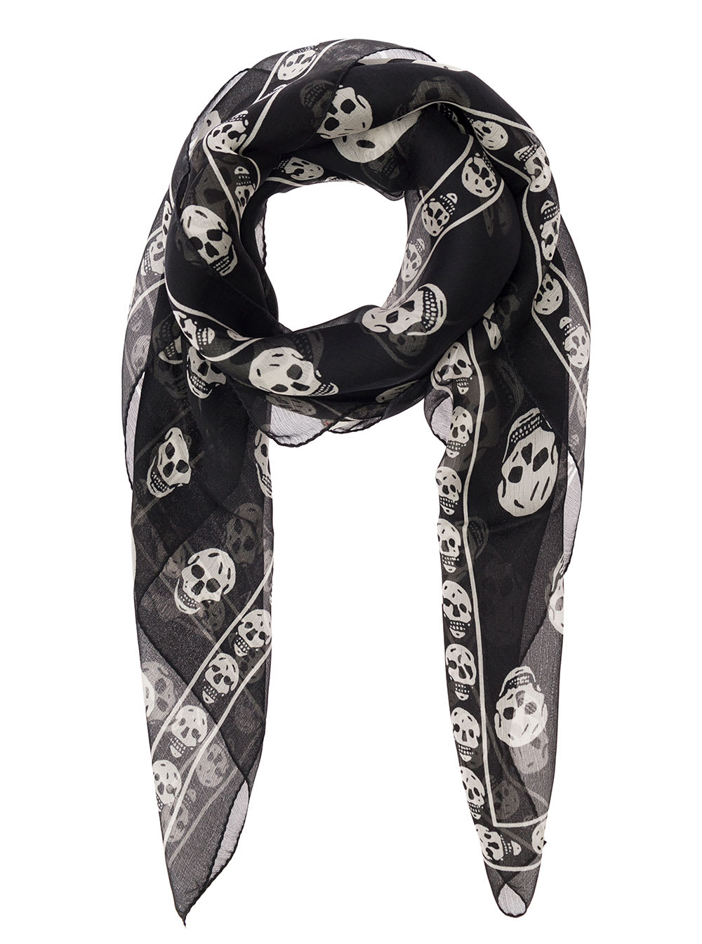 Alexander Mcqueen Skull-print Silk Scarf In Black