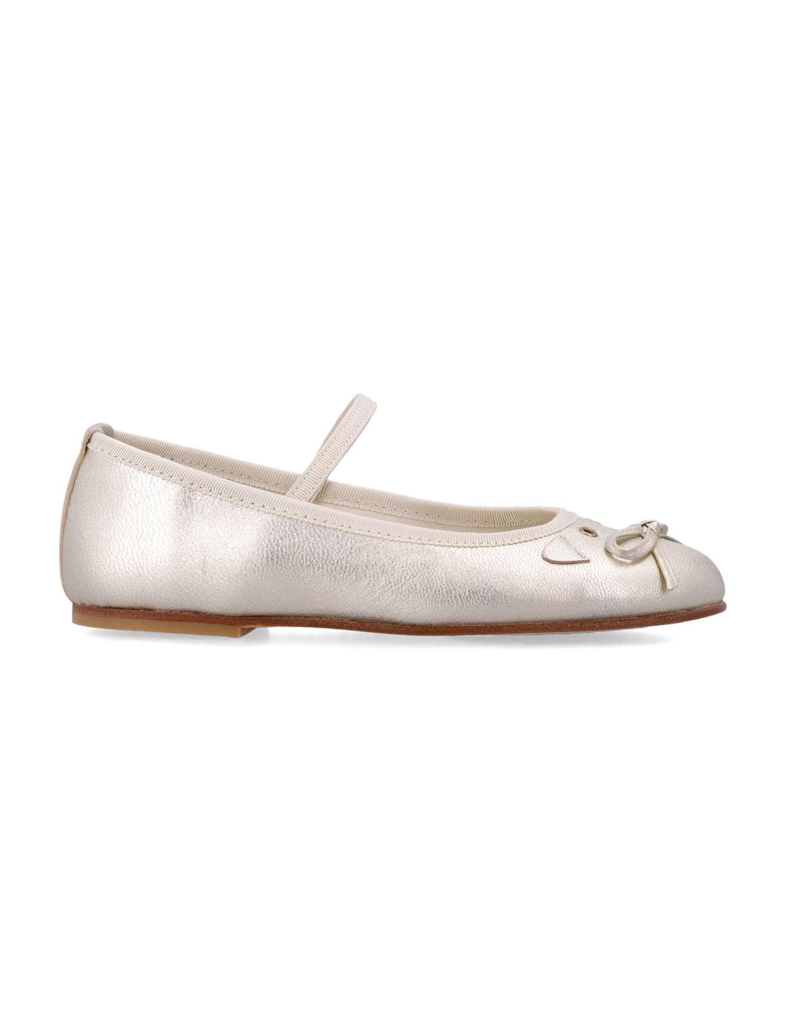 Bonpoint Joie Gold Leather Cat Ballerinas For Girl In Multi