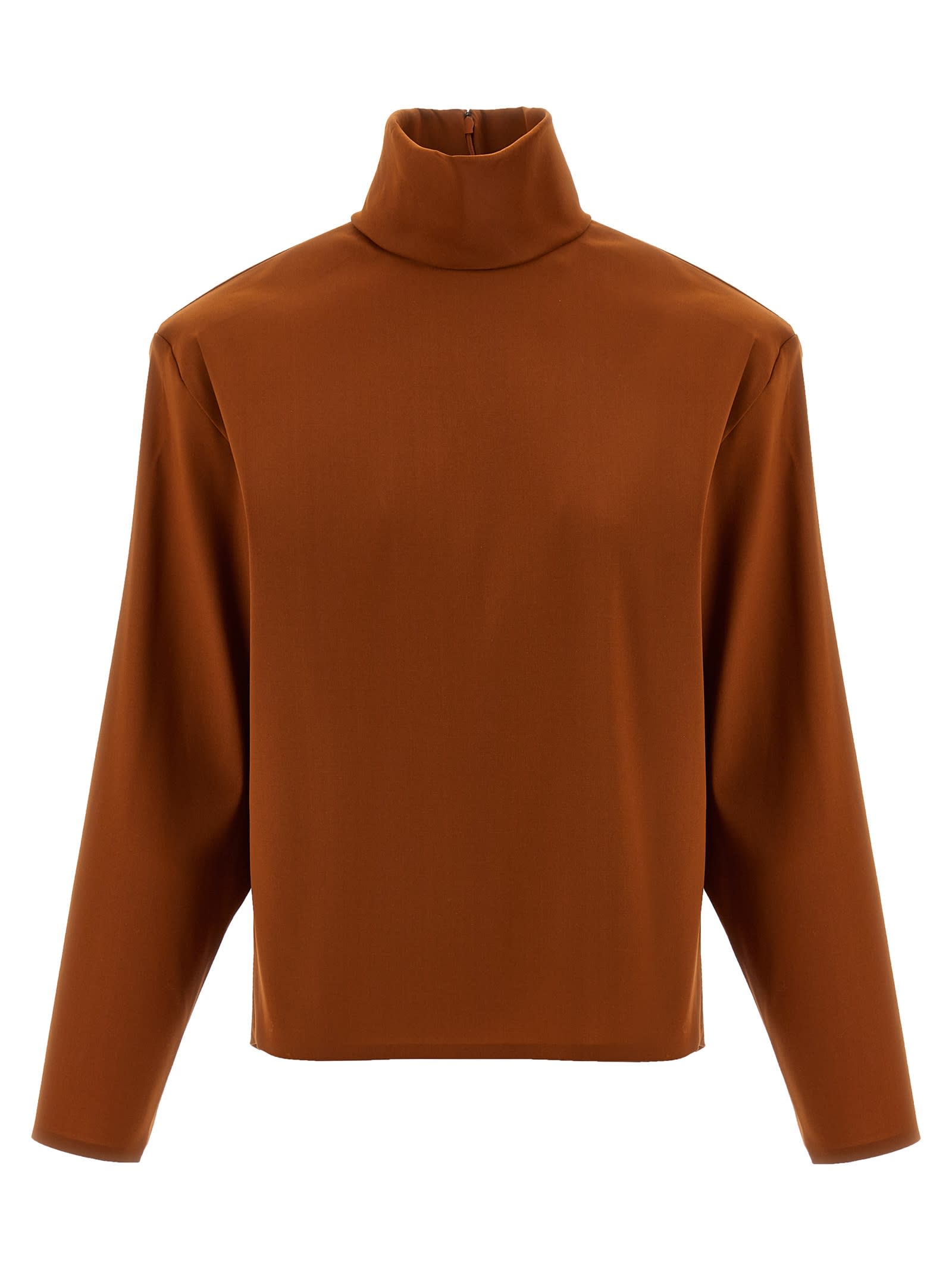 Saint Laurent Structured Shoulder Sweater In Orange