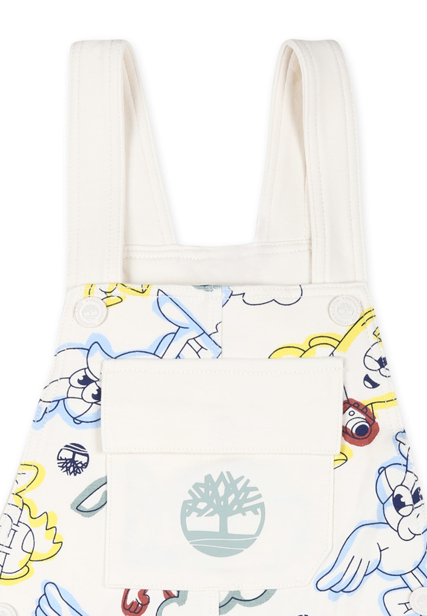 Timberland Ivory Dungarees For Baby Boy With Tree And Print In Ivory
