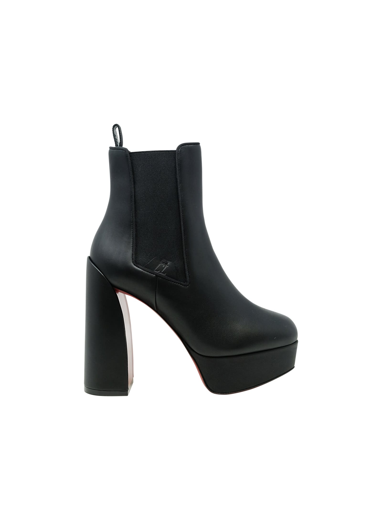 Christian Louboutin Black Leather Movidastic 130 Calf Ankle Boots