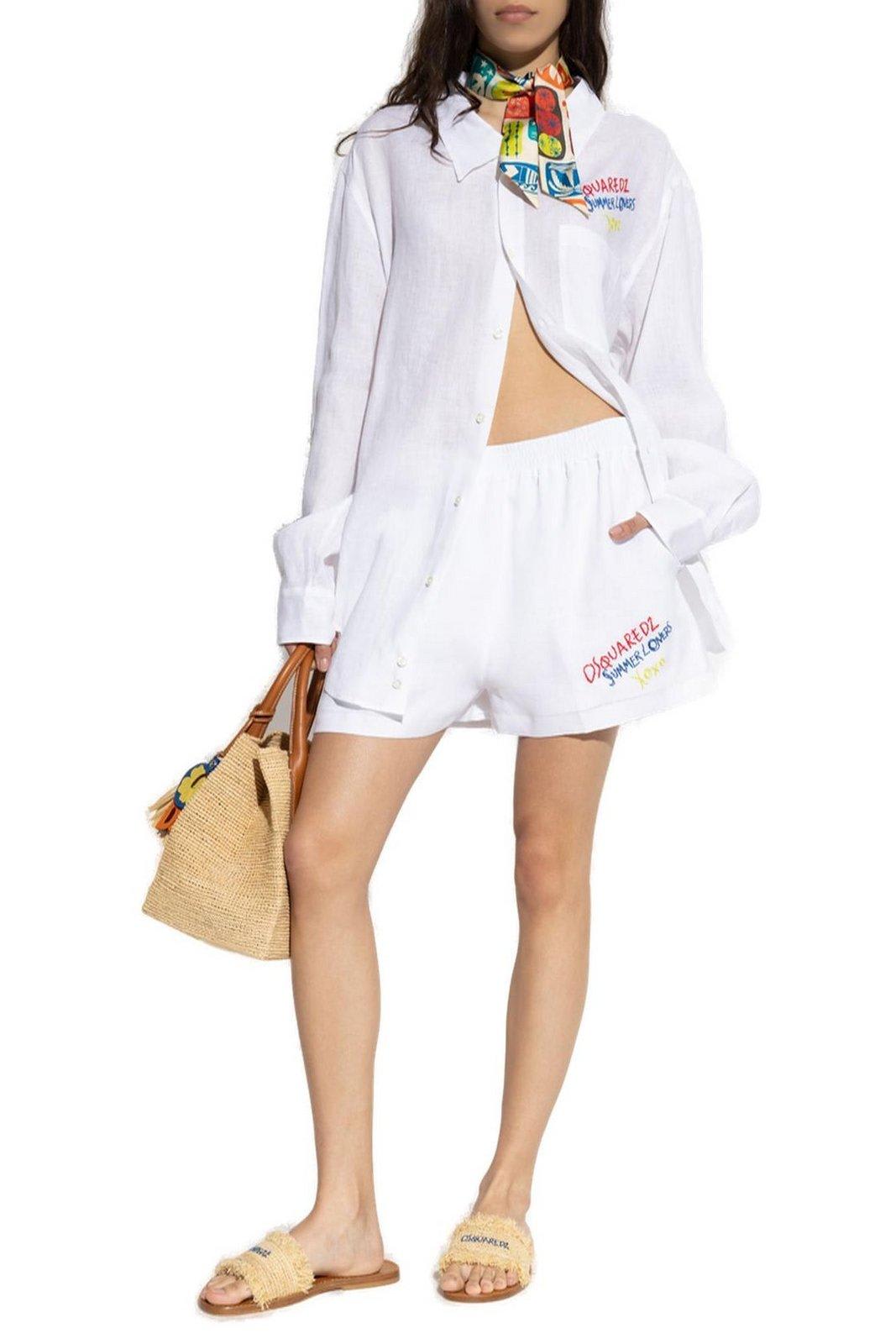Shop Dsquared2 Summer Lovers Embroidered Oversized Shirt