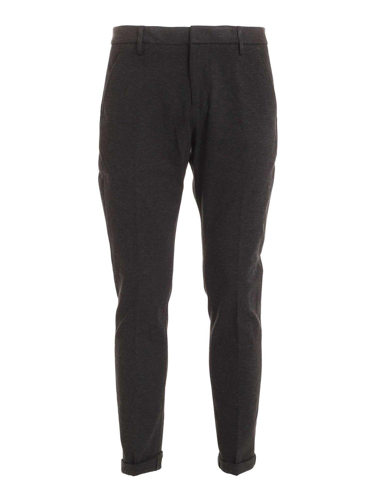 Shop Dondup Gaubert Slim Fit Jersey Trousers In Dark Grey