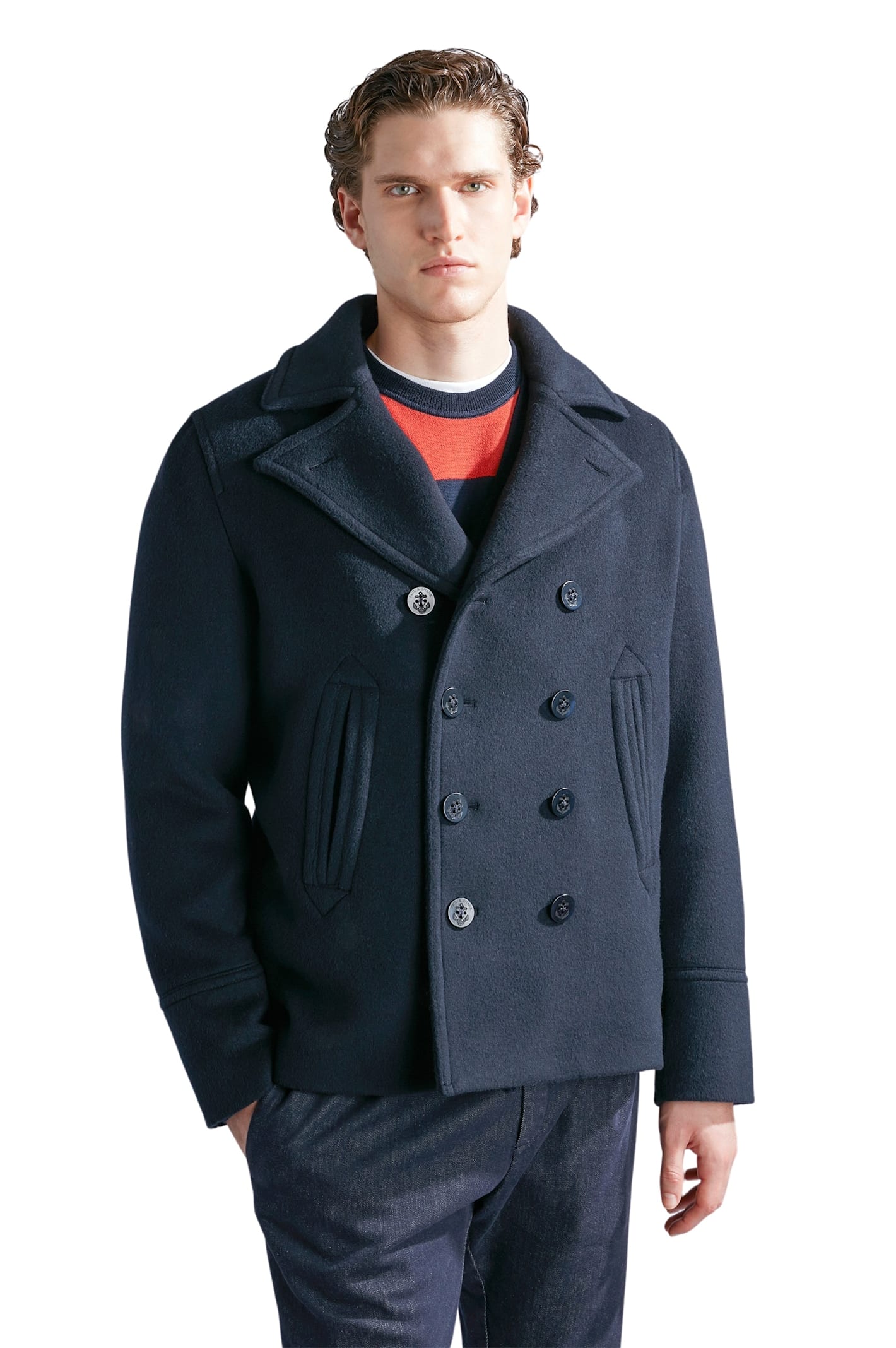 Shop Paul&amp;shark Peacoat In Blue