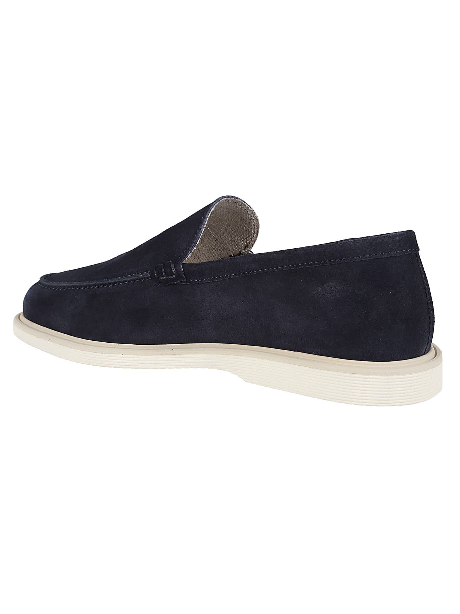 Shop Hogan H633 Millerighe Loafers In Blu Tuareg