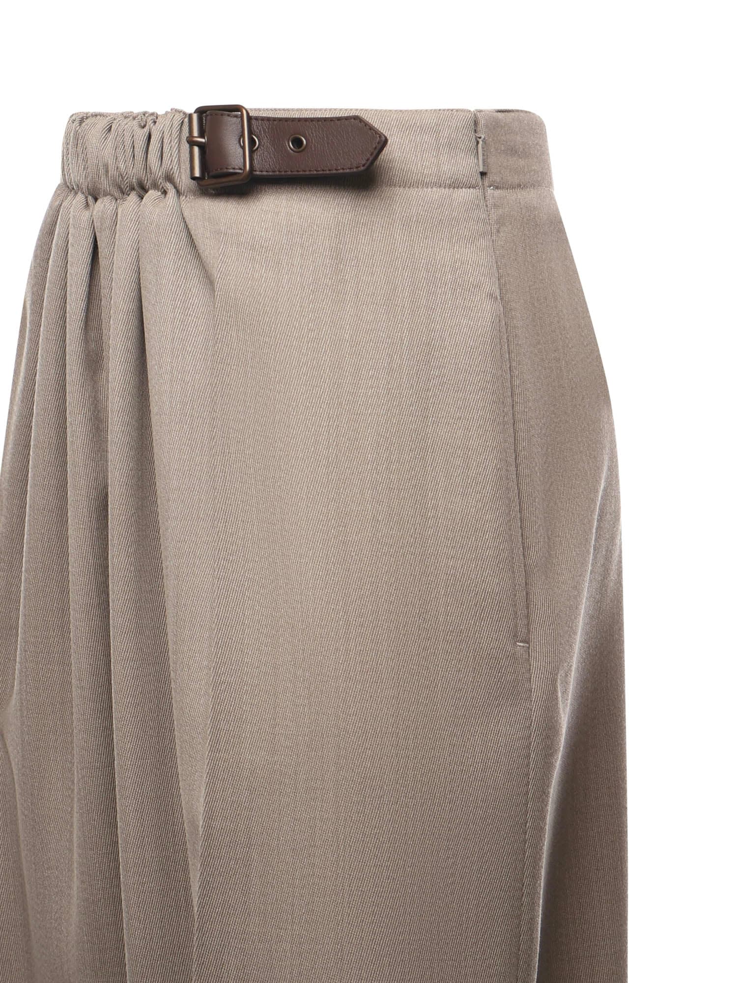 Loewe Wool Belted Trousers In Brown