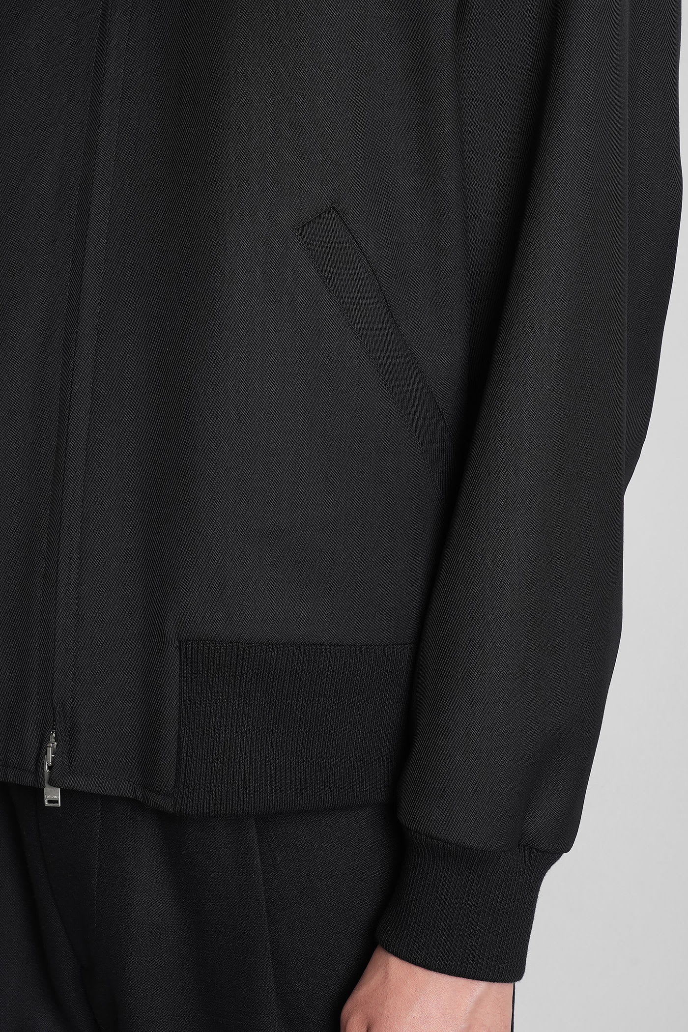 Lardini Bomber Jacket In Black Wool In Black