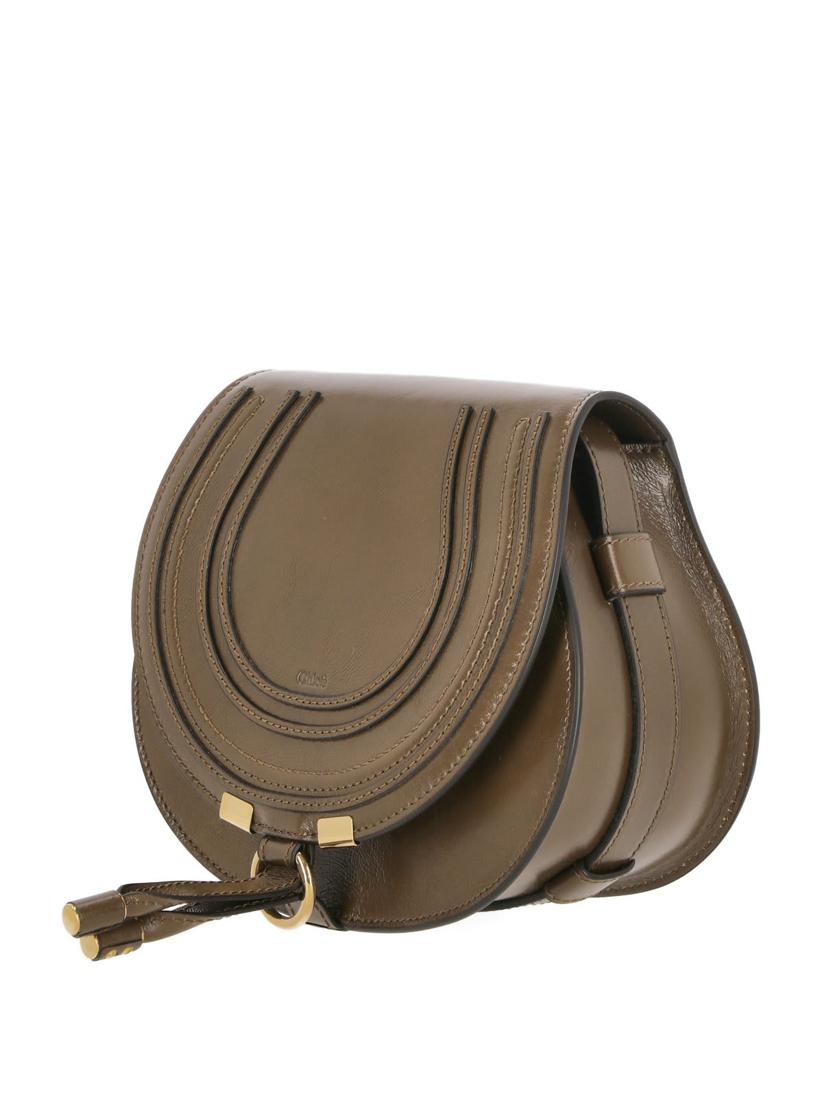 Shop Chloé Small Marcie Saddle Bag In V Dark Khaki