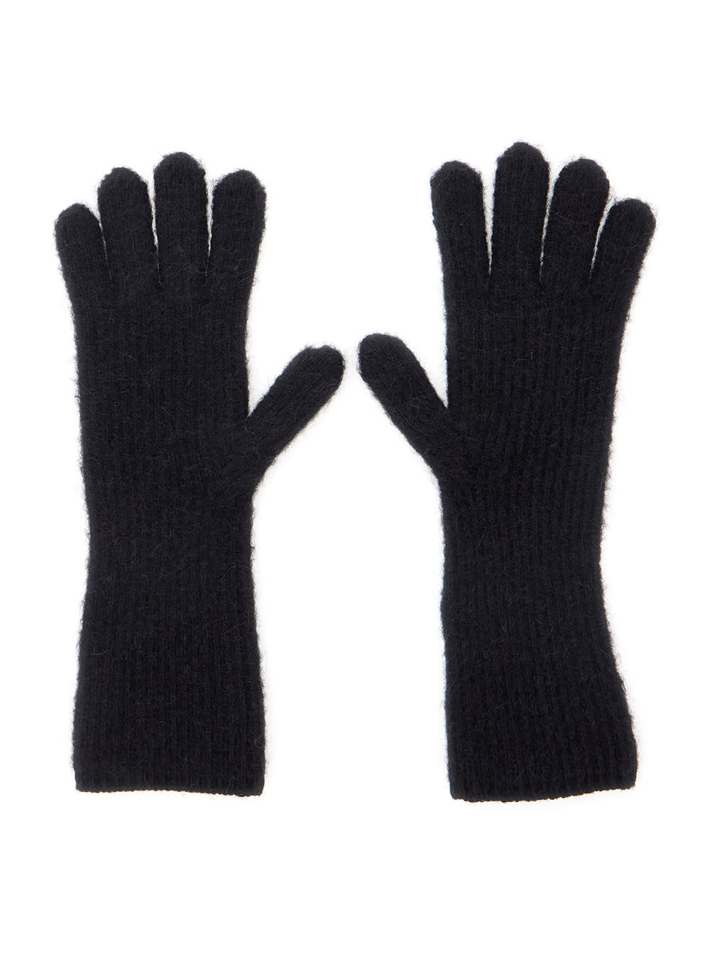Jacquemus Logo Design Long Length Ribbed Gloves In Black