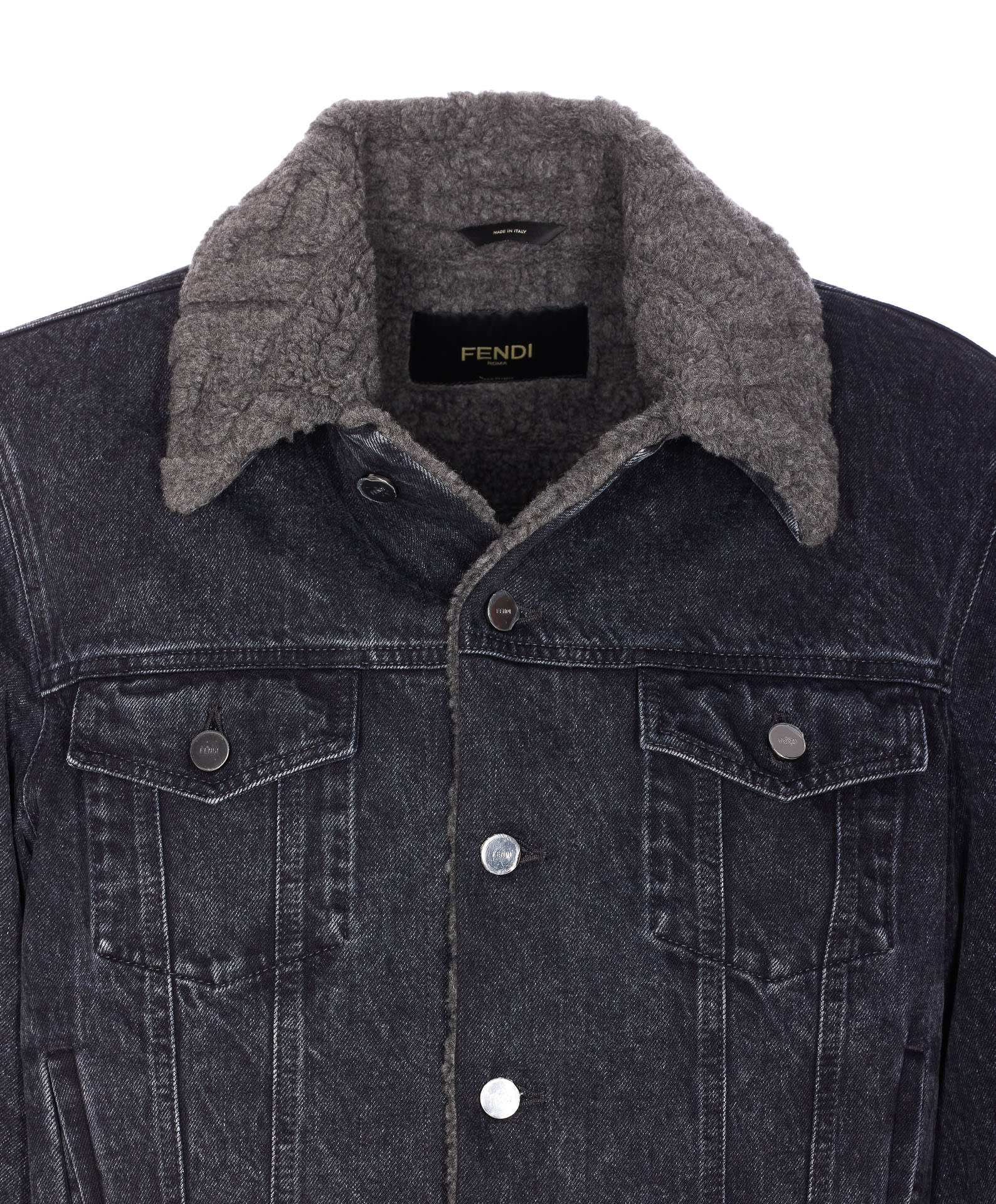 Fendi Point-collar Buttoned Jacket In Black