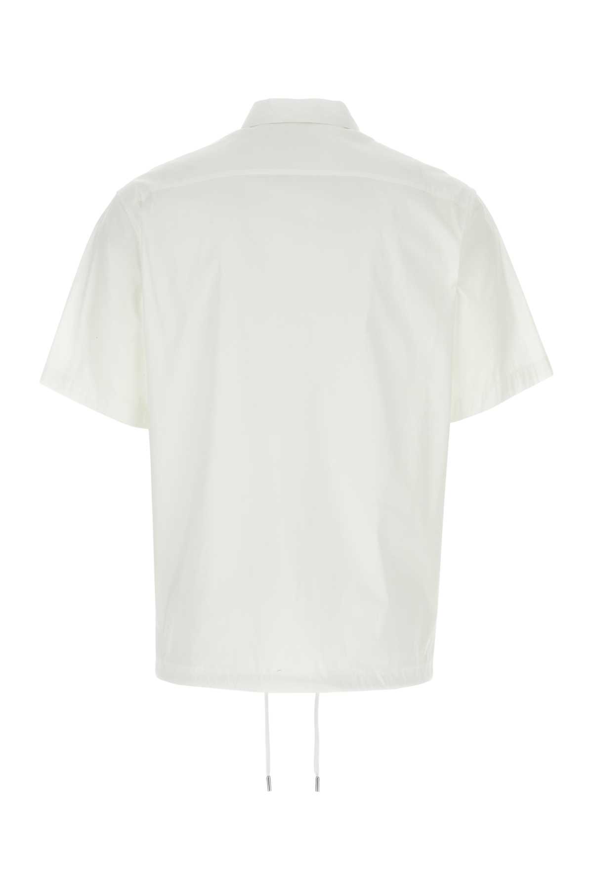 Shop Prada White Stretch Poplin Shirt In Bianco