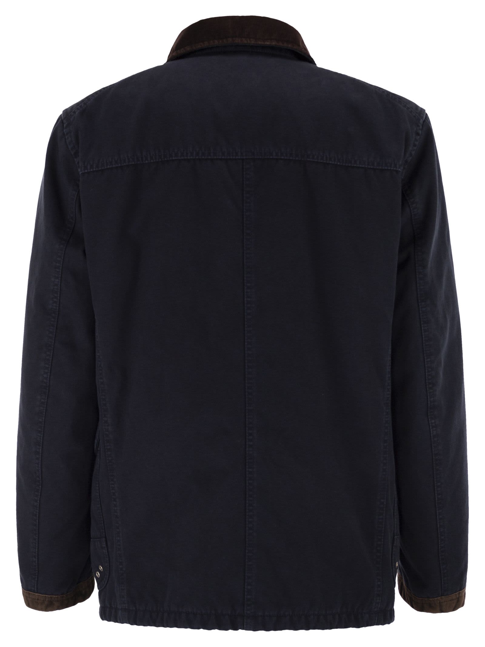 Fay Wool Blend Jacket With Front Pockets And Contrast Collar In Black