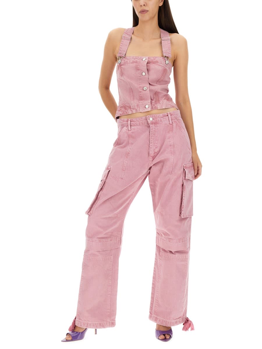 Shop M05ch1n0 Jeans Denim Top In Pink