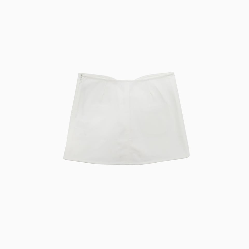 Courrèges Ellipse Buckle-strap Denim Miniskirt In White