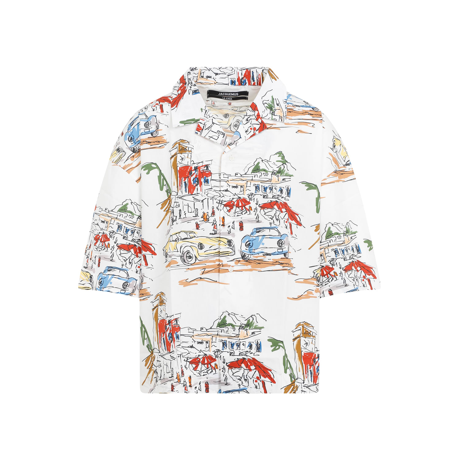 Shop Jacquemus La Chemise Casaco Shirt In Hi Print Capri Cars White