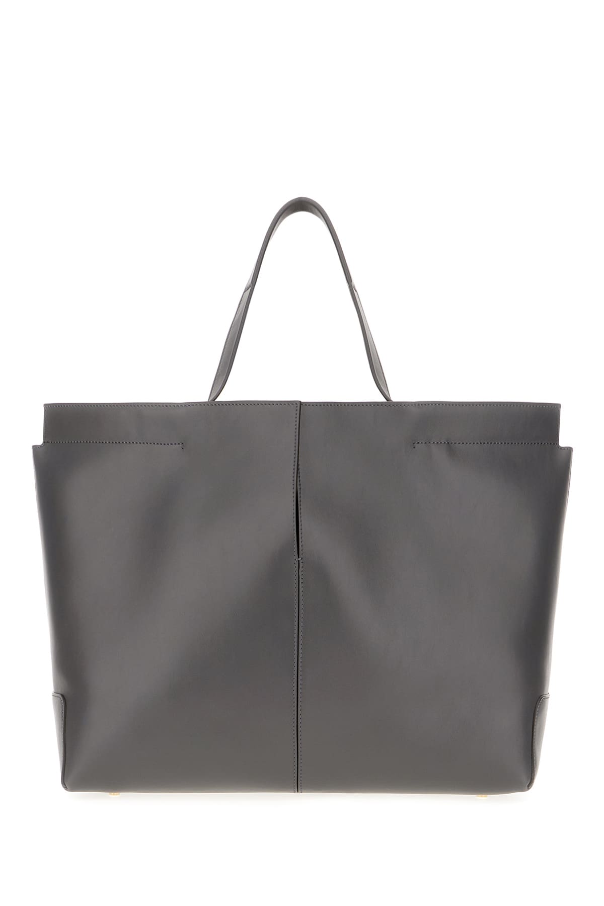 Shop Tod's Graphite Leather Medium Di Folio Shopping Bag In Black