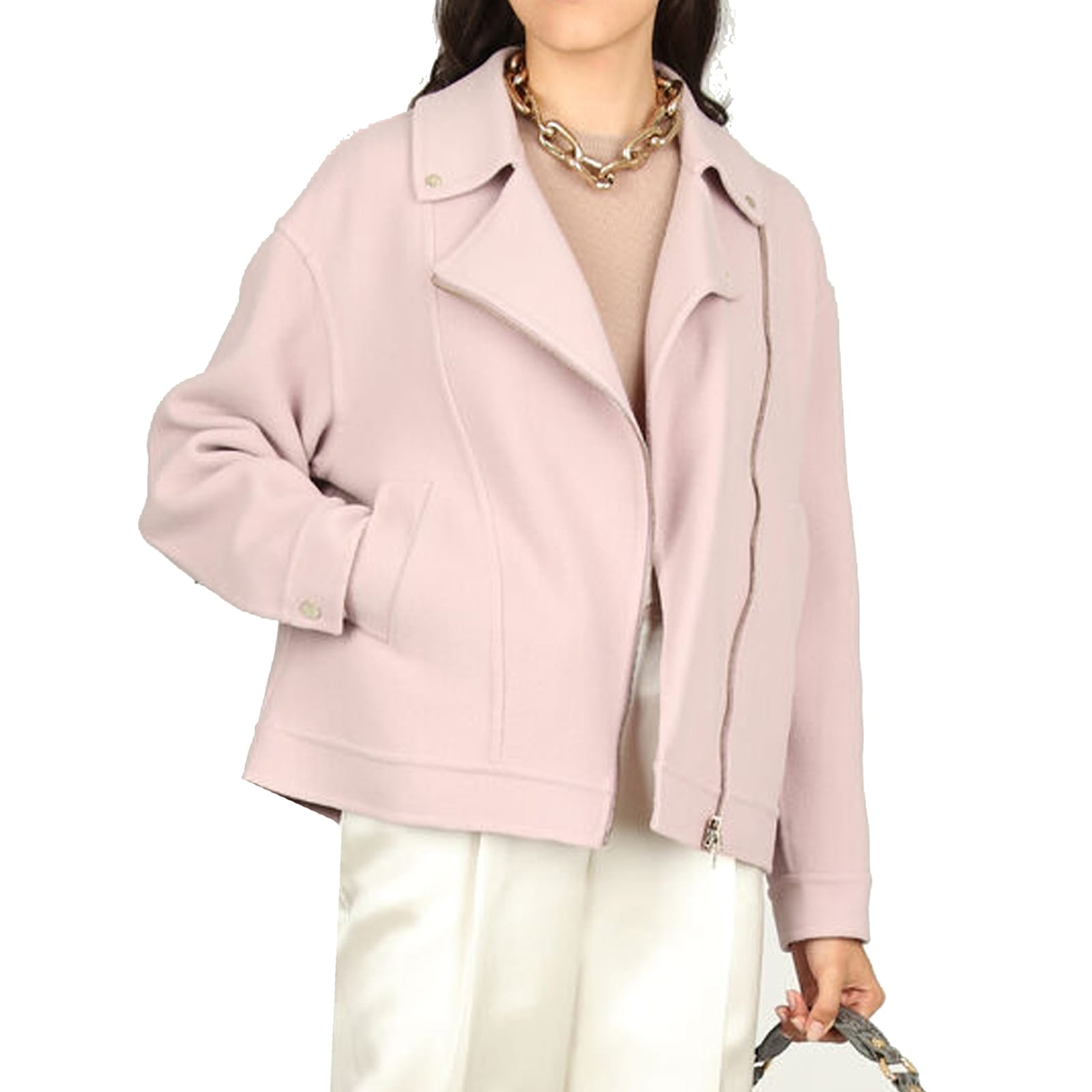 Herno Multicolor Polyamide Biker Jacket In Pink