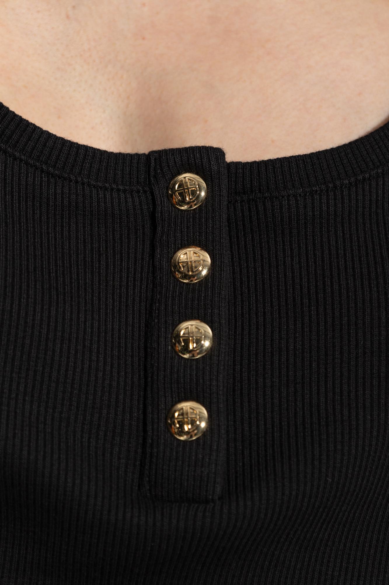 Shop Anine Bing Ribbed Top Alessia In Black