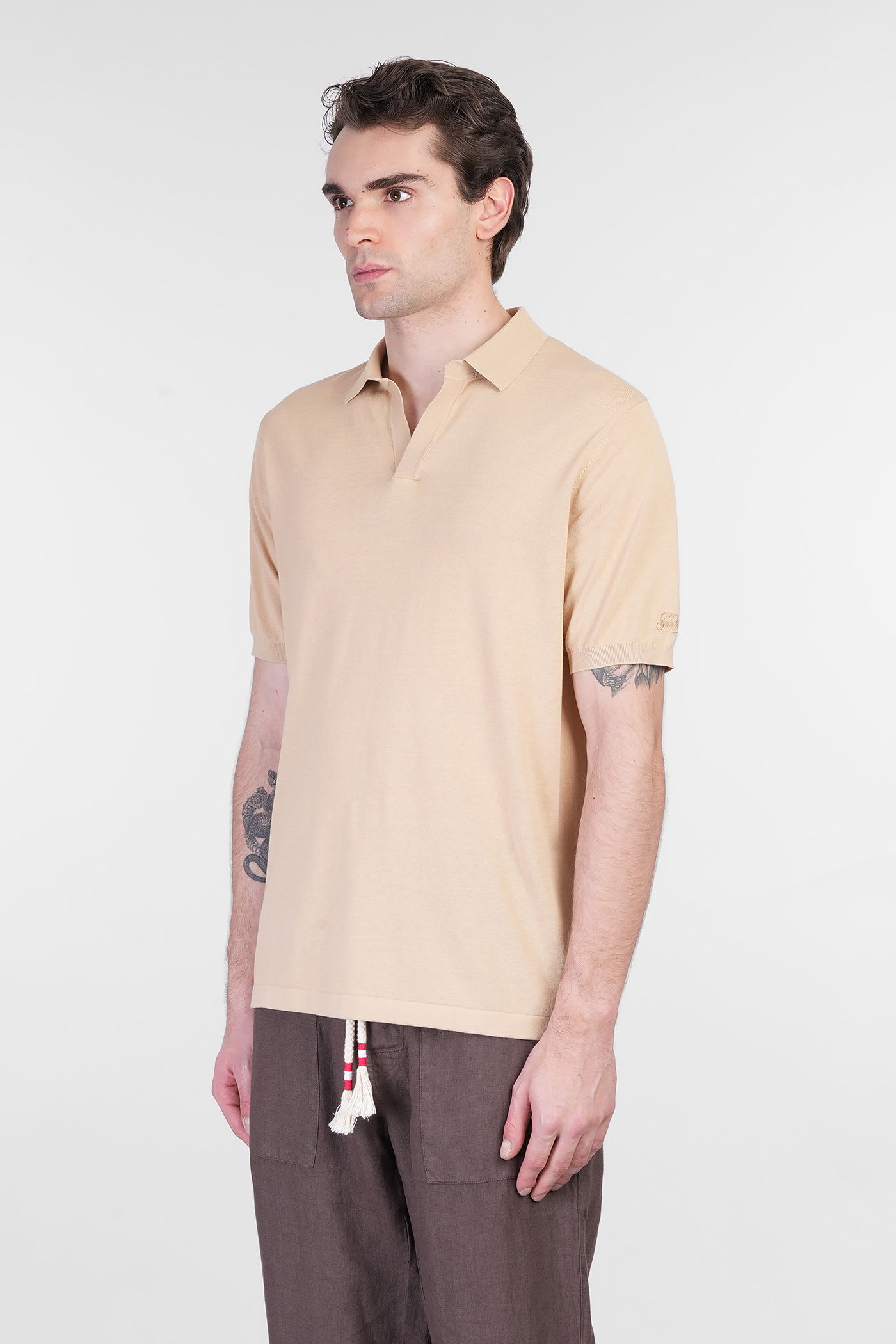 Mc2 Saint Barth Solan Polo In Beige Cotton In Brown