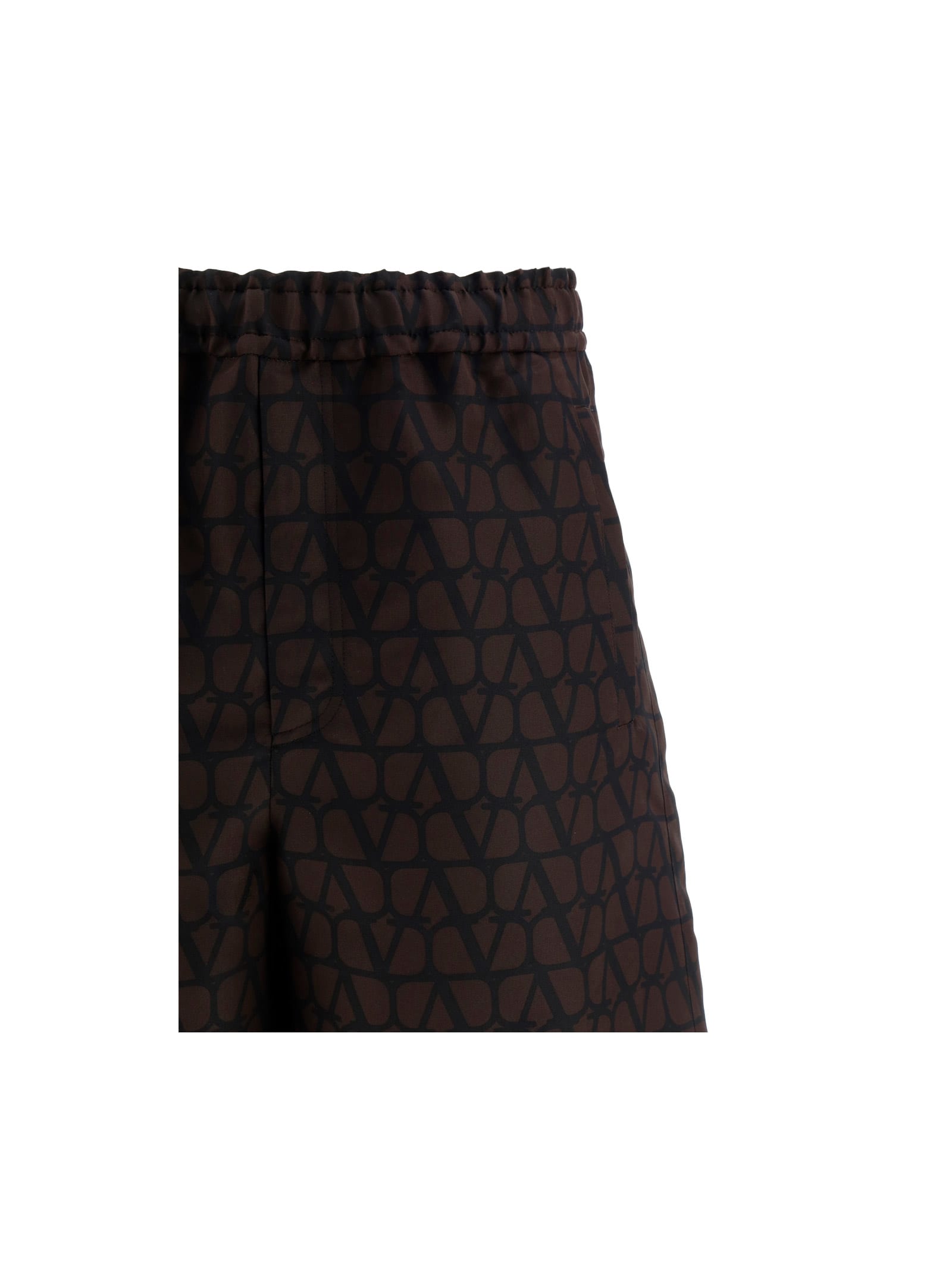 Valentino Iconographic Print Bermuda Shorts In Brown