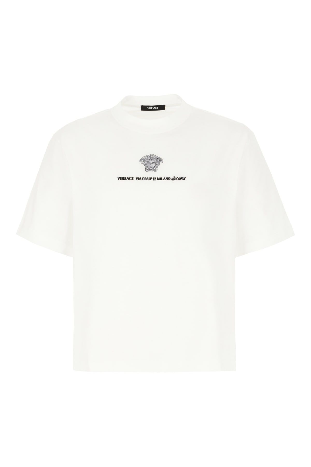 Versace White Cotton T-shirt In Optical White