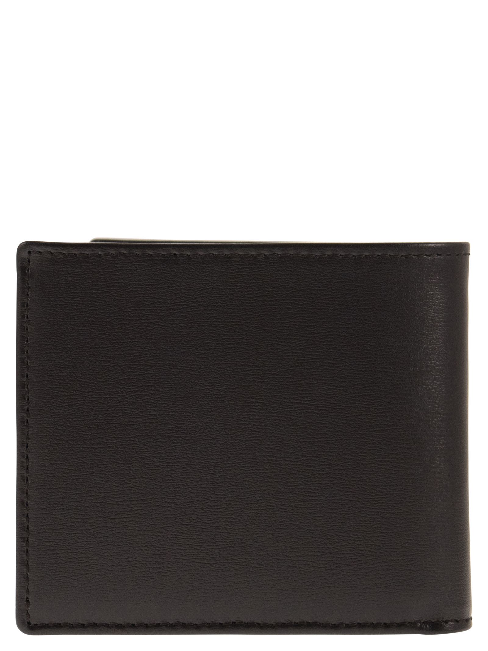 Shop Tod's Leather Wallet With Logo In Tobacco
