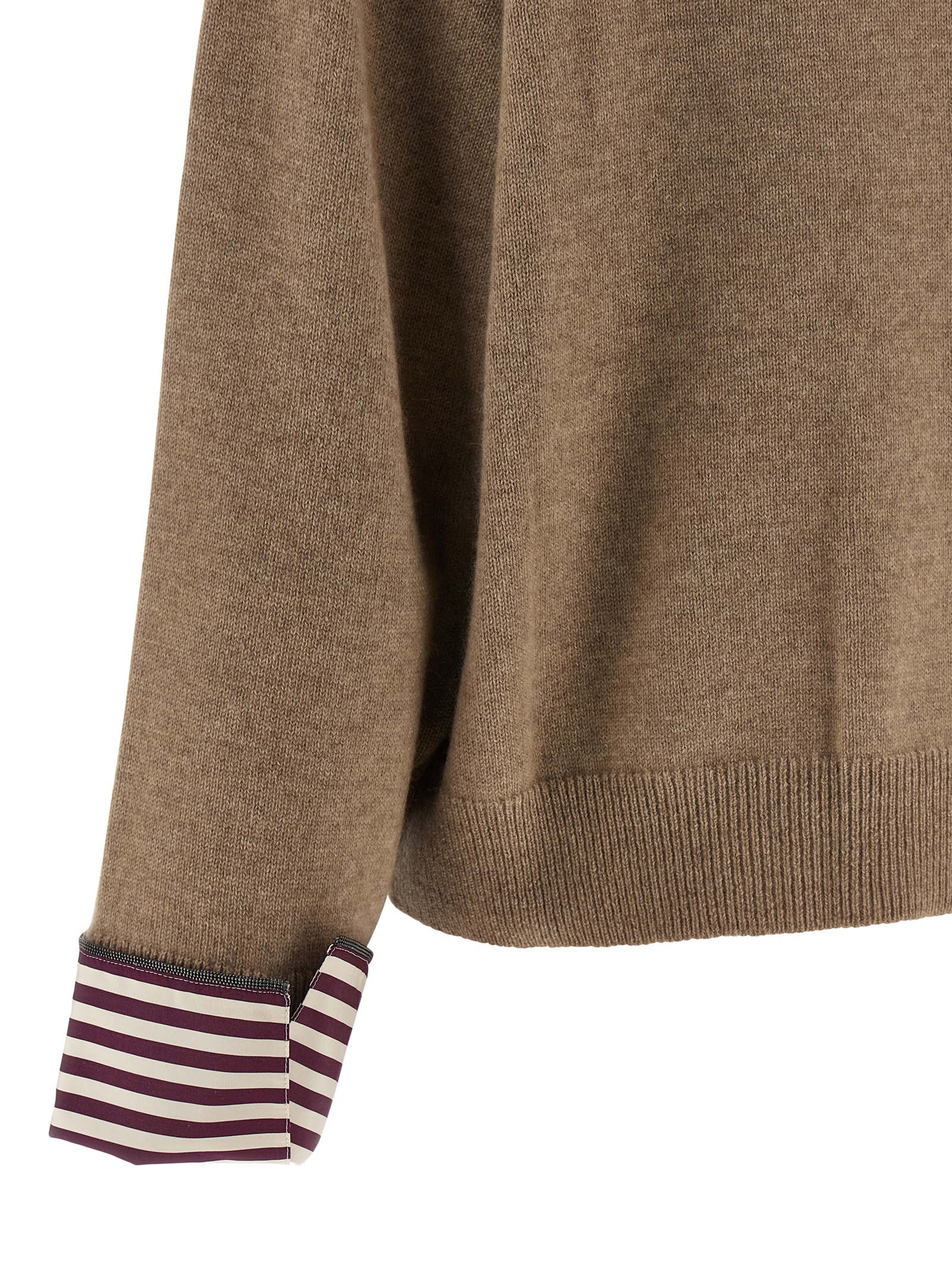 Brunello Cucinelli Shiny Shirt Details Sweaters And Cardigans Brown In Brown