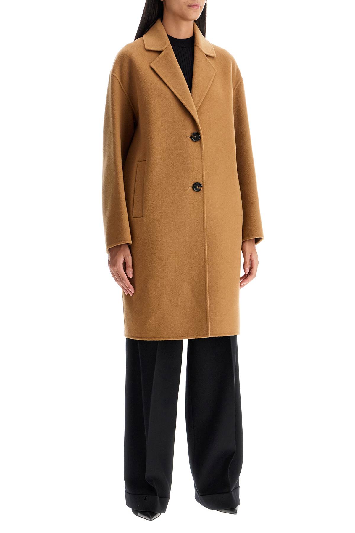 Shop Pinko Double Wool Coat With Screwdriver Design In Cammello Mocaccino (beige)