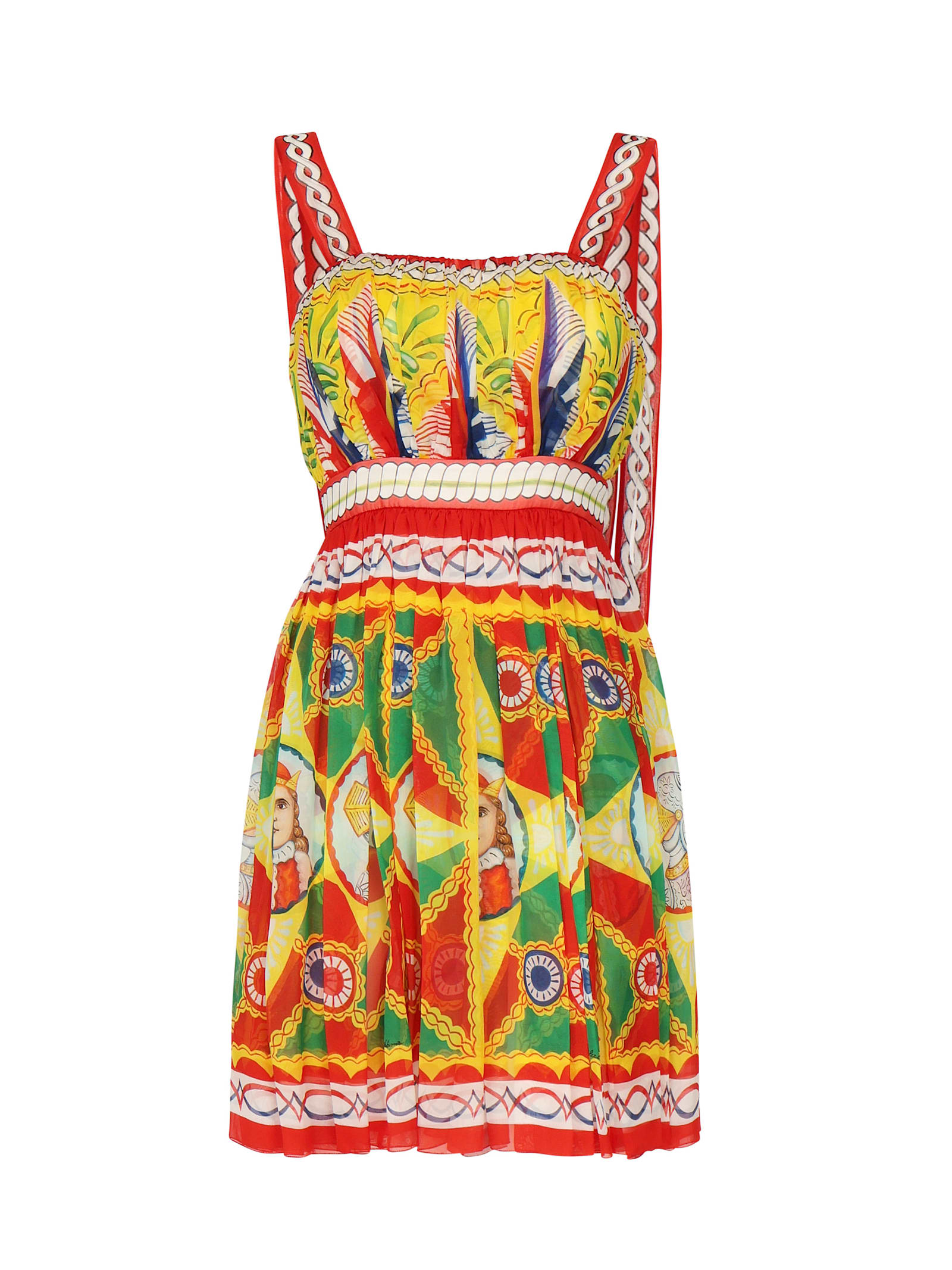 Dolce & Gabbana Mini Dress With Carretto Print In Chiffon