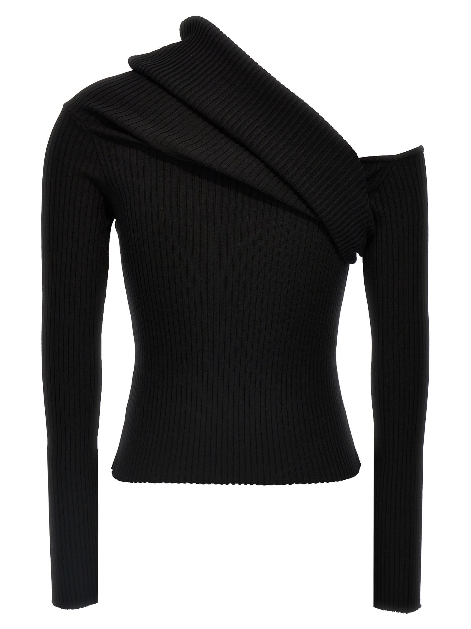 Shop Courrèges Twist Rib Knit Sweater In Black